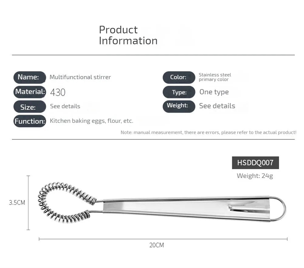 Stainless Steel Magic Hand Held Spring Whisk Mini Kitchen Eggs Sauces Mixer Spring Beater Hand Honey Cream Stir