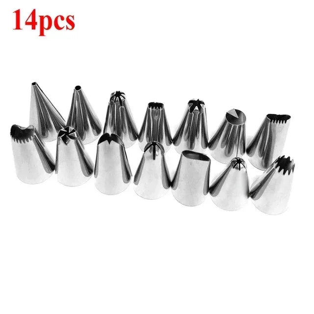 8/10/16Pcs/Set Silicone Pastry Bag Tips Kitchen Cake Icing Piping Cream Cake Decorating Tools Reusable Nozzle Set +1 Pastry Bags