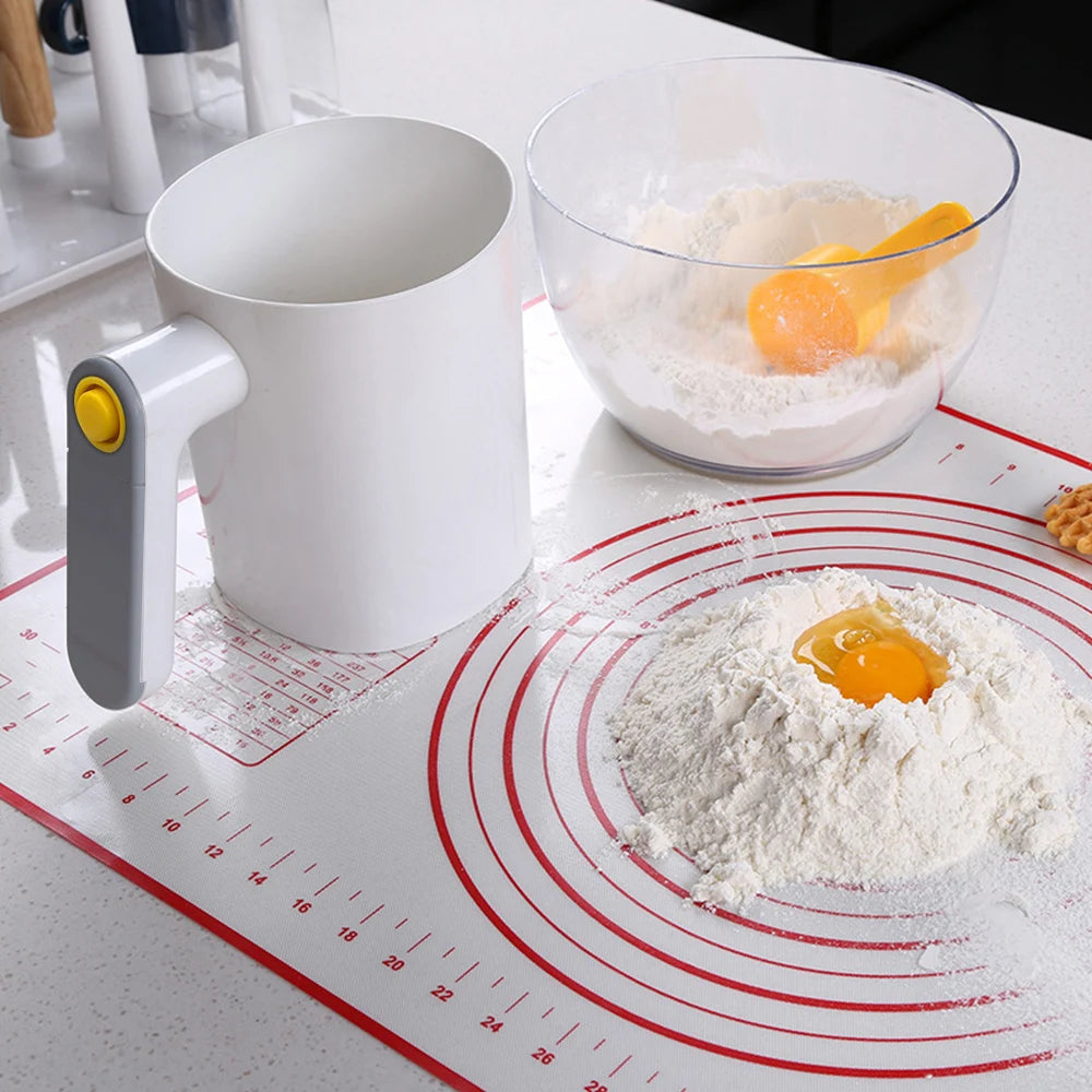 Handheld Icing Sugar Powder Electric Flour Sieve Screen Cup Shaped Baking Flour Sifter Kitchen Pastry Cake Tool Stainless Steel