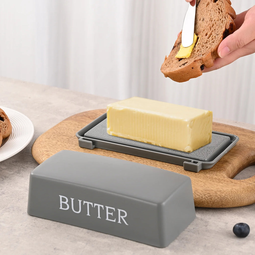 Food Grade PP Butter Container Box Restaurant Sealed Storage Box Cheese Dish with Knife Butter Slicer Butter Tableware
