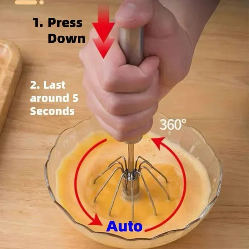 10/12/14inch Stainless Steel Semi Automatic Whisk Blender for Home -Versatile Tool for Egg Beater, Milk Frother, Hand Push Whisk