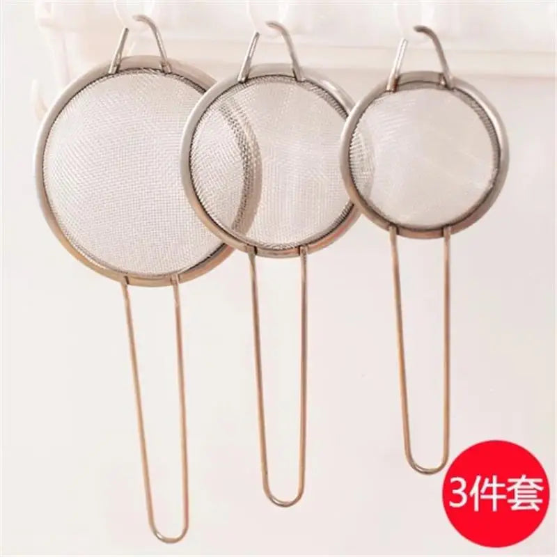 3pcs Multi-purpose Mesh Filter Strainer For Baking With Handle Flour Sieve Sifter Baking Accessories Easy To Filter Kitchen Tool