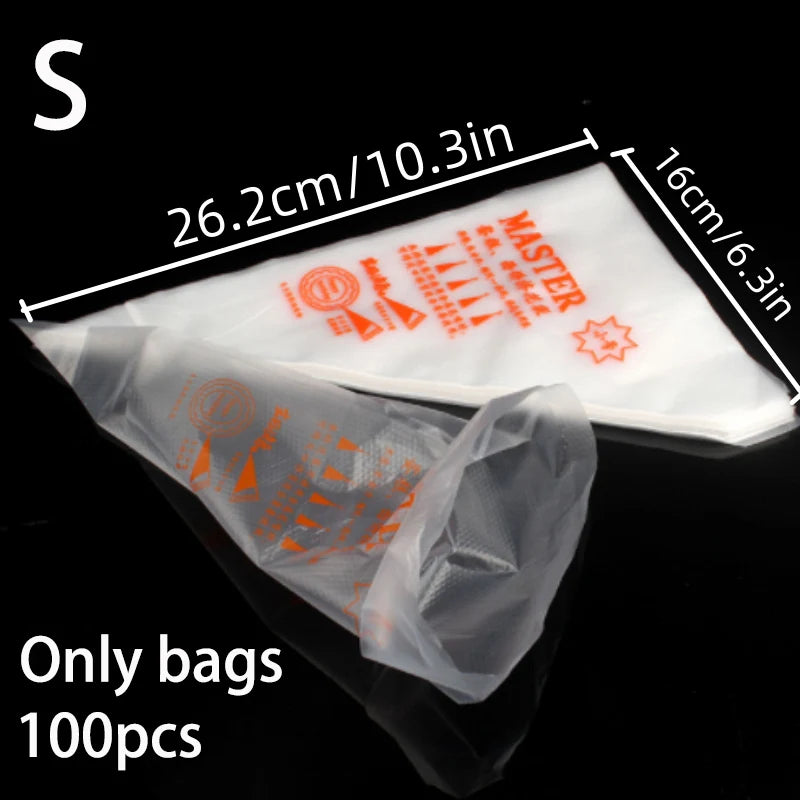 100pcs Piping Bags, Cake Decorating Tools with Icing Bags Tips, Disposable Pastry Bags Supplies for Baking, Royal Icing Cupcakes