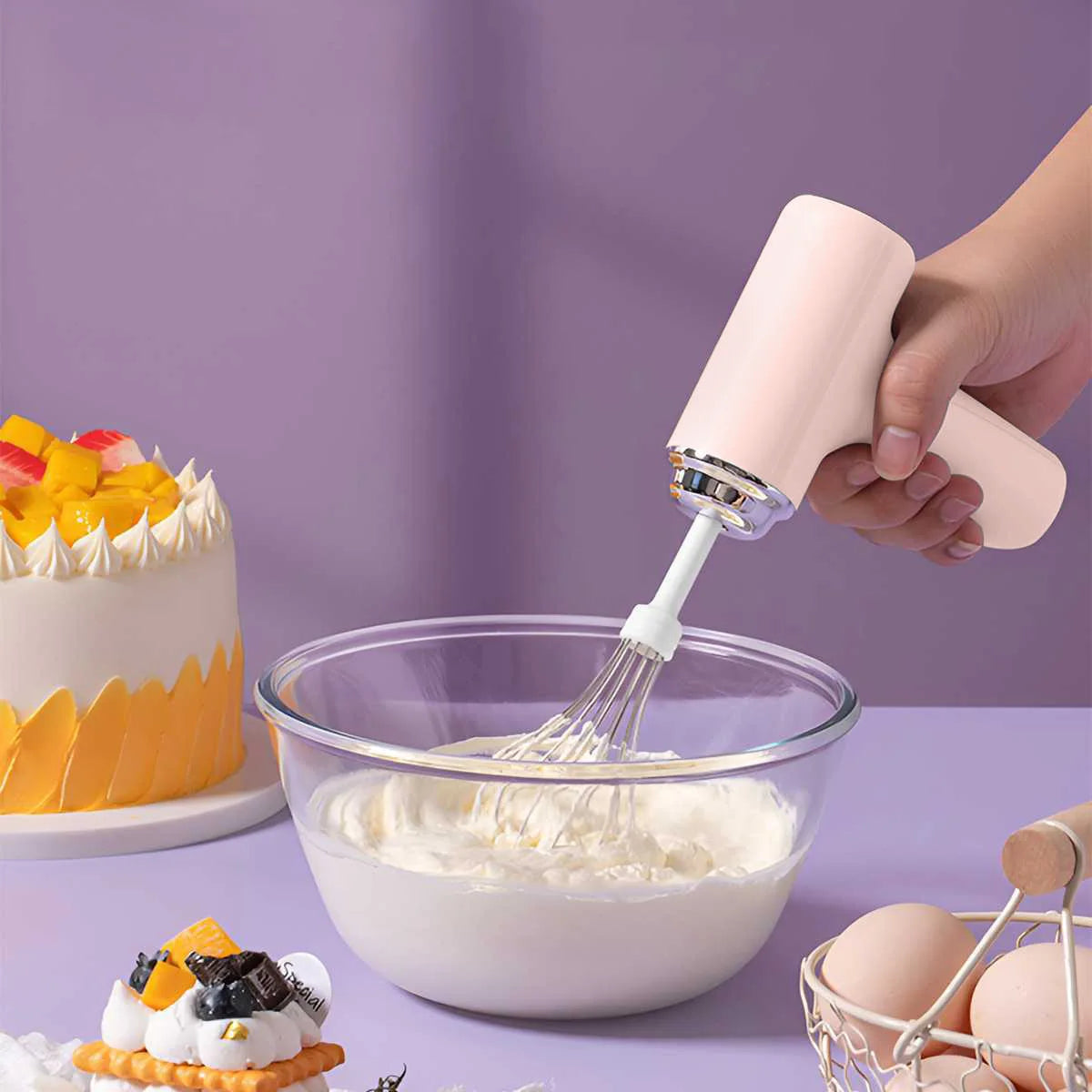 Portable Mixer Handheld Electric Egg Beater 1PCS Cordless Electric Food Mixer Three Speed Settings Kitchen Tools