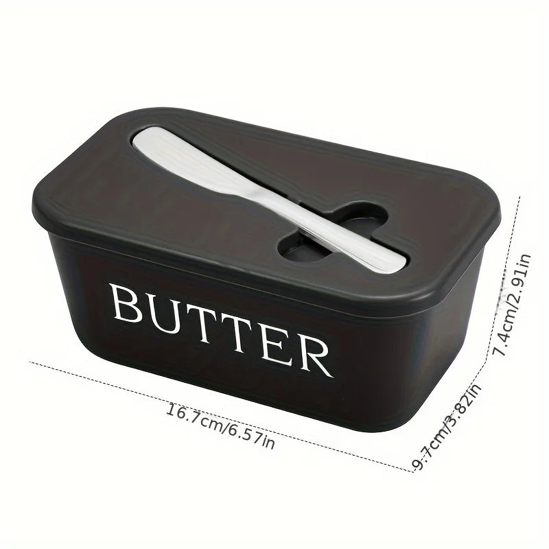 Butter Container Box with Knife Simple Restaurant Sealed Storage Box Cheese Box with Knife Butter Slicer Butter Dish Tableware